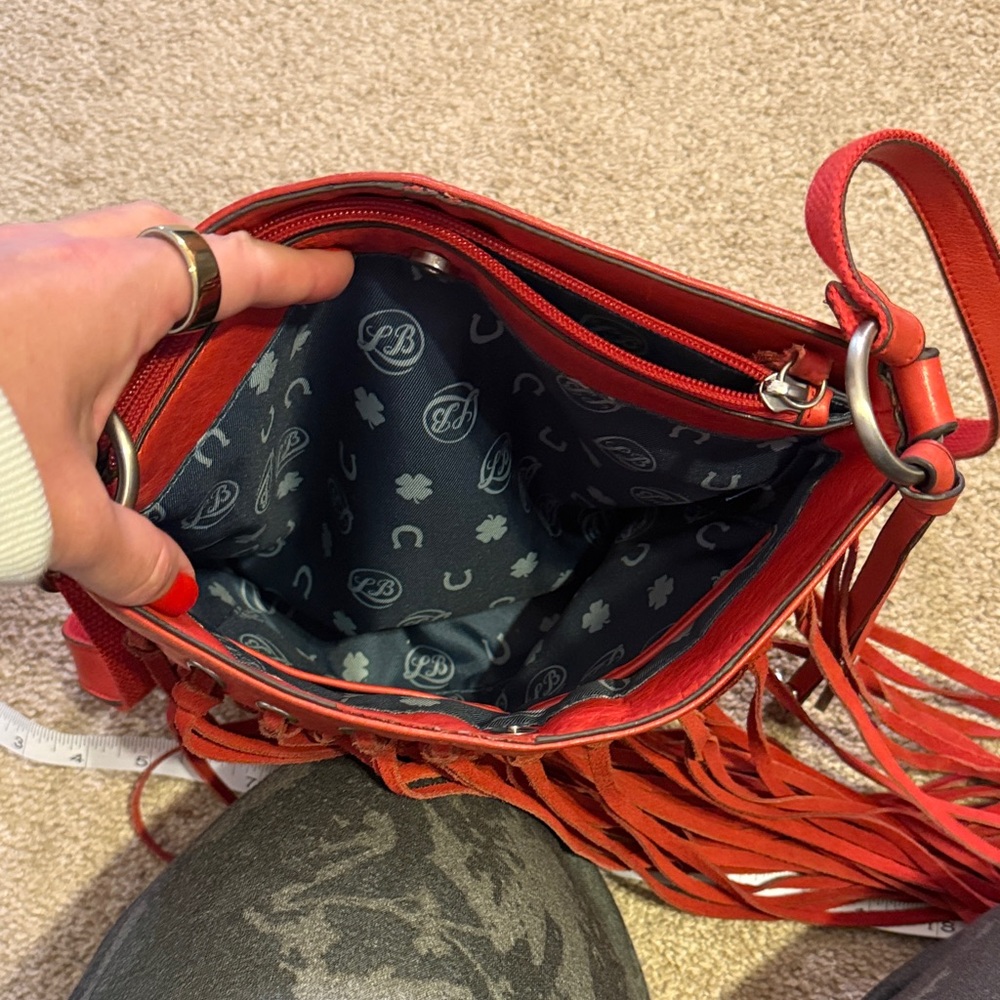 Lucky Brand Vibrant Red Crossbody Bag with Fringe - Picture 7 of 8